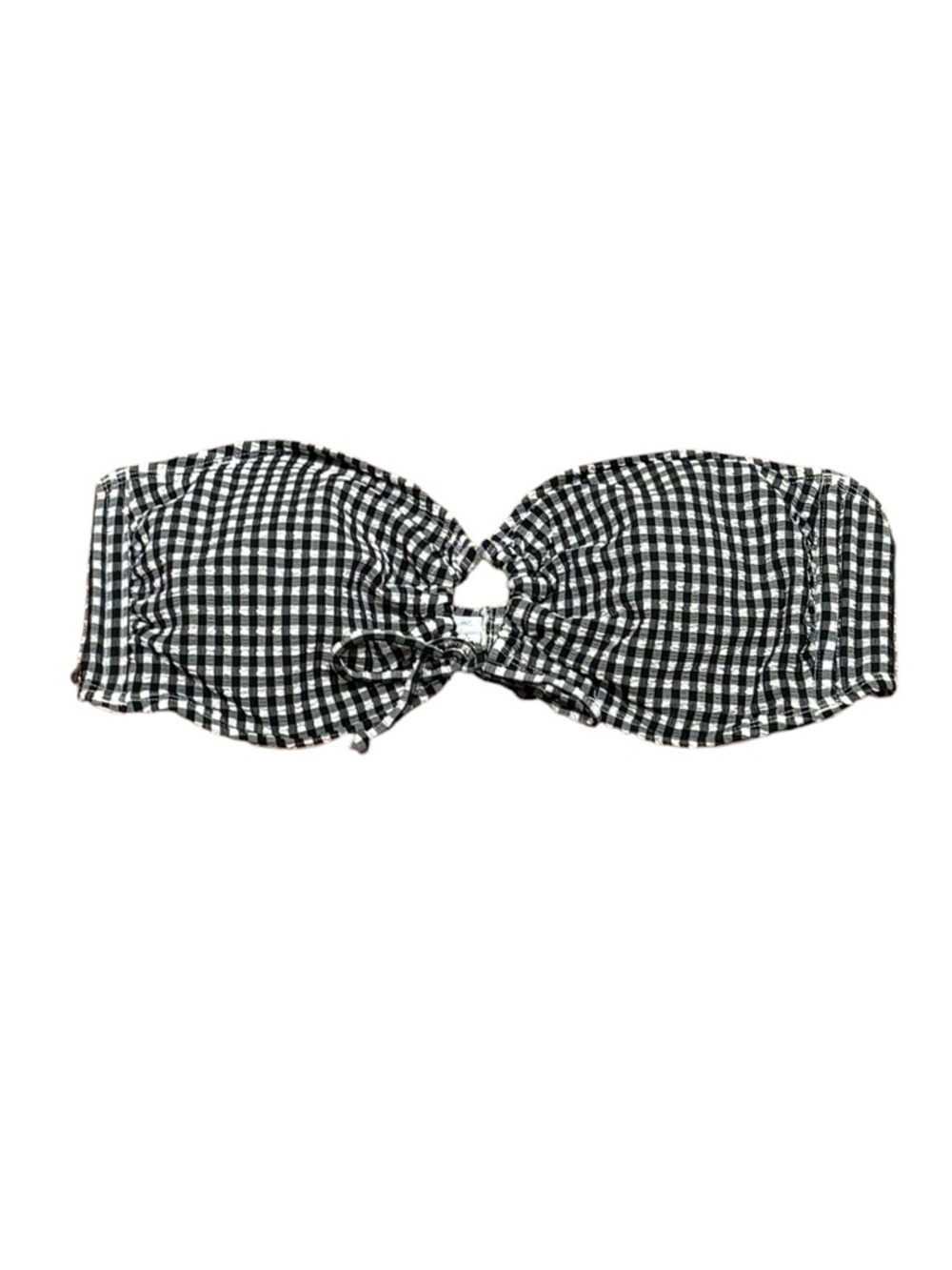 wild fable Black and White Gingham Bandeau Strapless Swim Top, Size XL